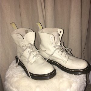 Cream Doc Martin boots